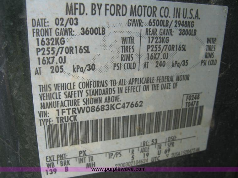 image for item E7891 2003 Ford F150 SuperCrew pickup truck