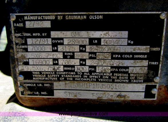 image for item F4940 1992 GMC TopKick box truck