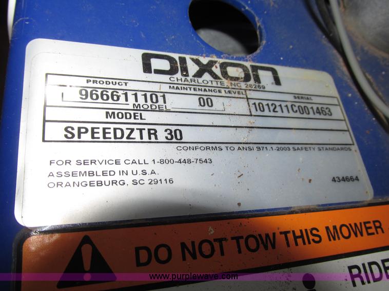 image for item G9964 2013 Dixon Speed ZTR riding lawn mower