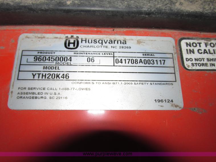 image for item G9965 Husqvarna YTH20K46 lawn tractor