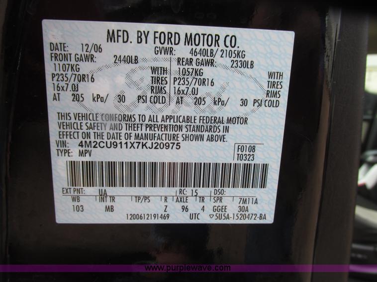 image for item G9969 2007 Mercury Mariner Luxury SUV