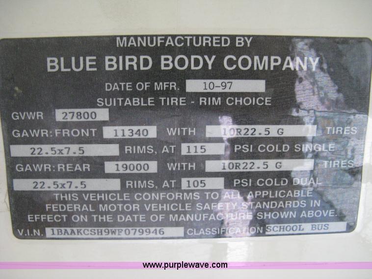 image for item H5265 1998 Blue Bird  TC2000 school bus