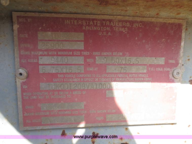 image for item F8308 1997 Interstate 20DT equipment trailer