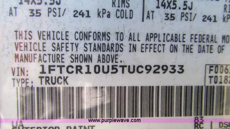 image for item B5938 1996 Ford Ranger XL pickup truck