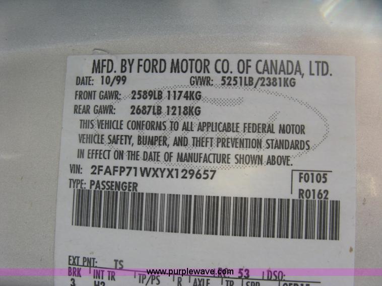 image for item E7876 2000 Ford Crown Victoria Police Interceptor