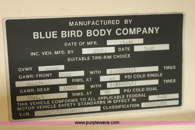 image for item F3318 1991 Chevrolet school bus