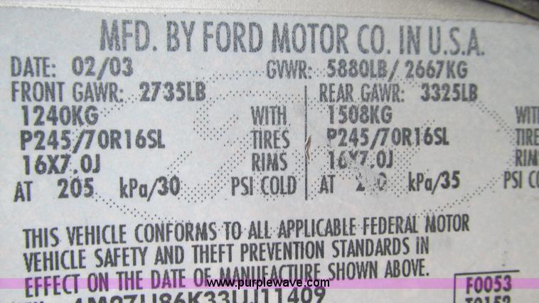 image for item I3242 2003 Mercury Mountaineer SUV