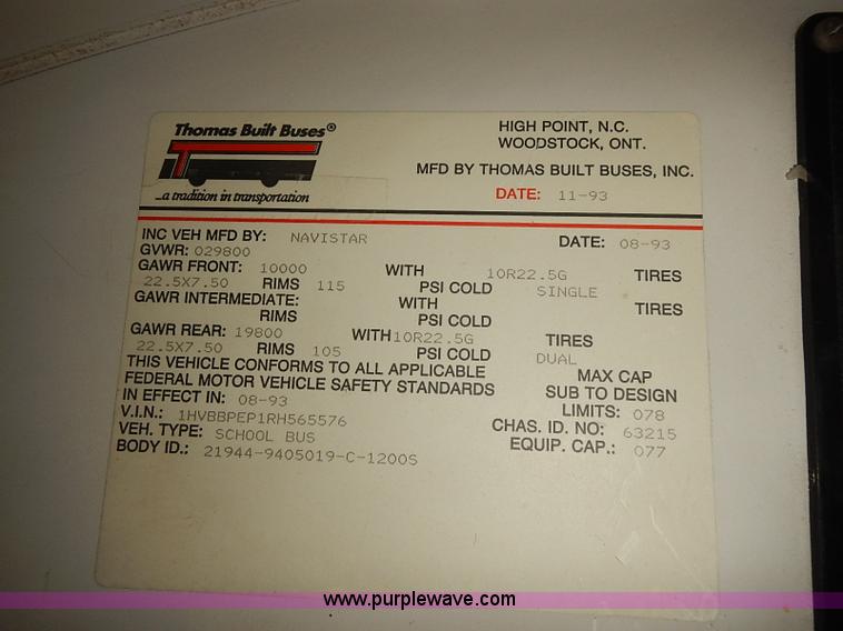 image for item J3087 1994 International 3800 school bus