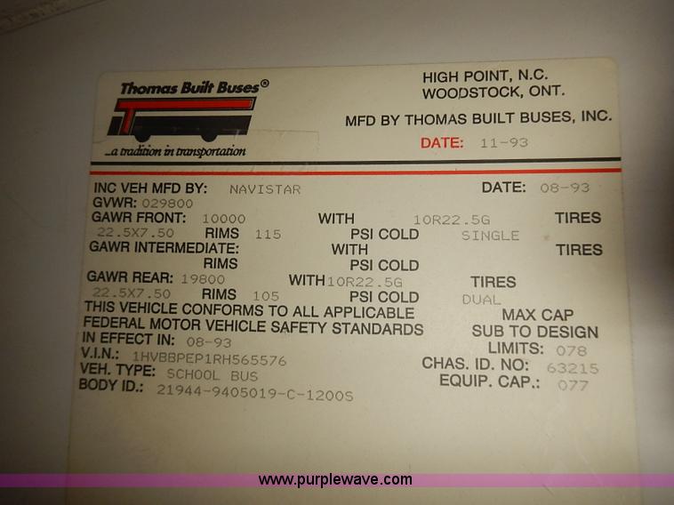 image for item J3087 1994 International 3800 school bus