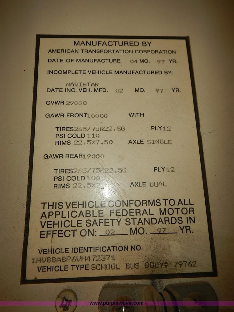 image for item J3089 1997 International 3800 school bus