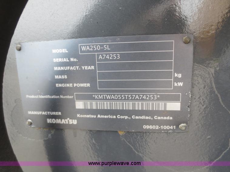 image for item D2155 2006 Komatsu WA250-5L wheel loader