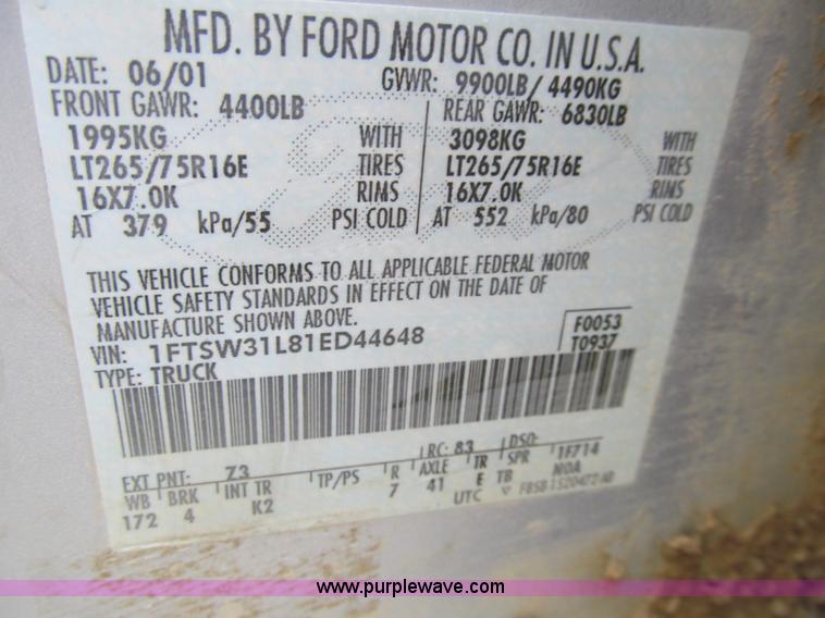 image for item E4986 2001 Ford F350 Super Duty XL Crew Cab utility truck