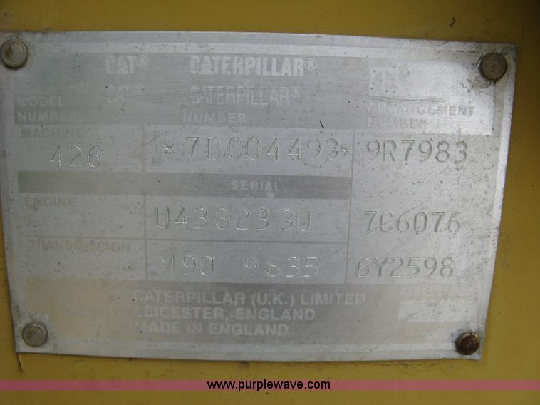 image for item E7889 1991 Caterpillar 426 Series II backhoe