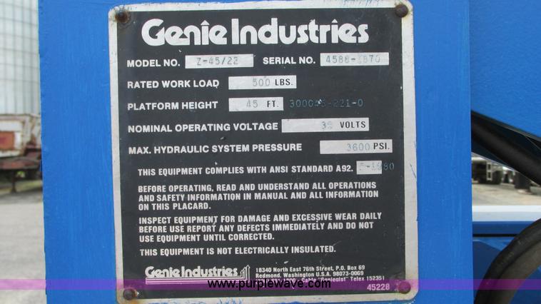 image for item G9100 1994 Genie Z-45/22 boom lift