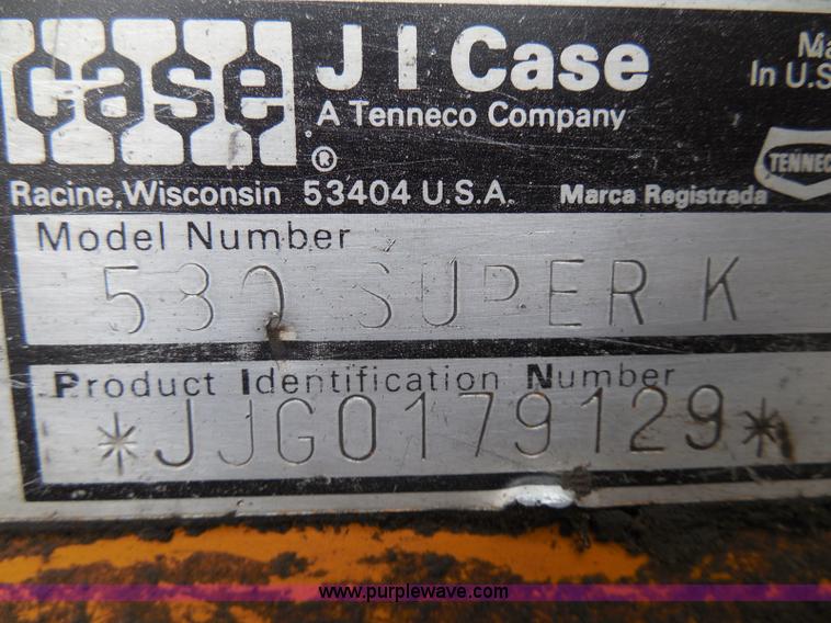 image for item I3344 1994 Case 580 Super K backhoe