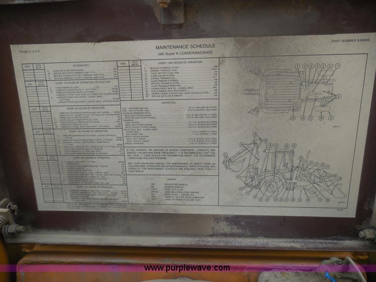 image for item I3344 1994 Case 580 Super K backhoe