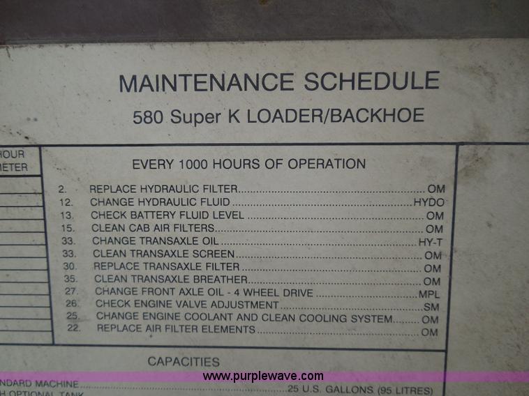 image for item I3344 1994 Case 580 Super K backhoe