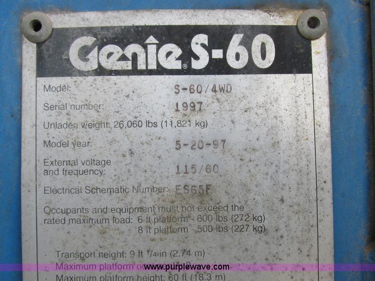image for item I8951 1997 Genie S60 boom lift