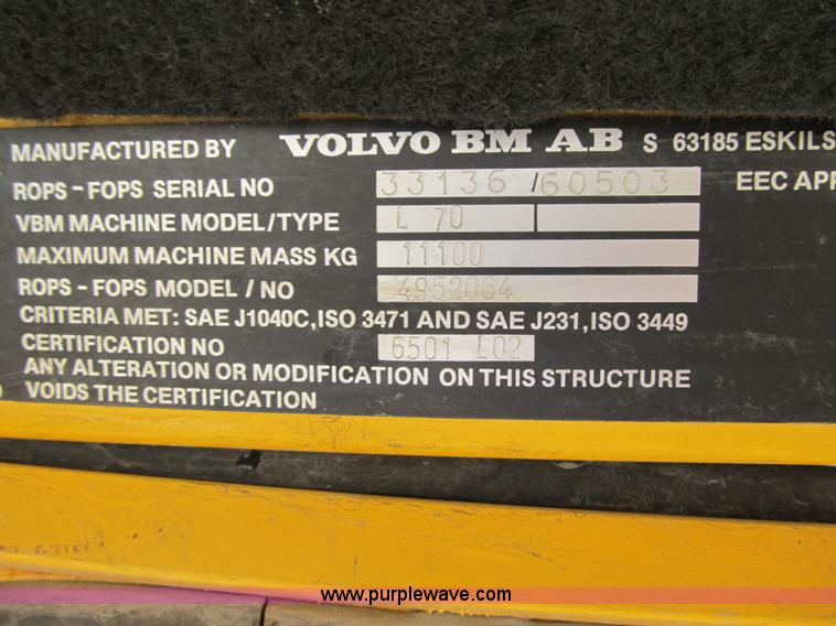 image for item Z9129 1989 Volvo Michigan L70 articulated wheel loader