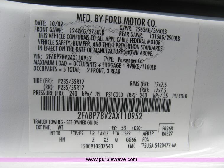 image for item E7919 2010 Ford Crown Victoria Police Interceptor