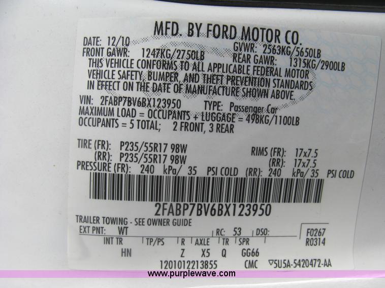 image for item E7920 2011 Ford Crown Victoria Police Interceptor