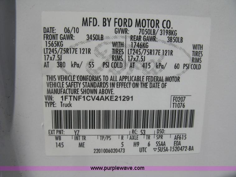 image for item E7927 2010 Ford F150 XLT pickup truck