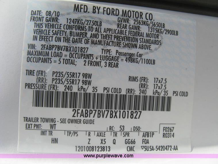 image for item E7928 2011 Ford Crown Victoria Police Interceptor