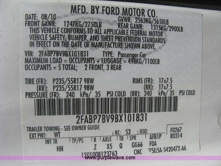 image for item E7931 2011 Ford Crown Victoria Police Interceptor