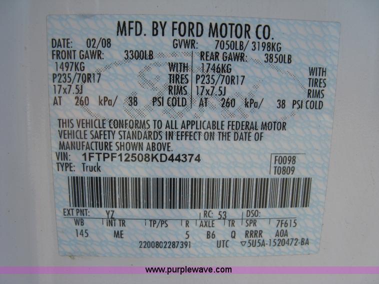 image for item E7933 2008 Ford F150 XLT pickup truck