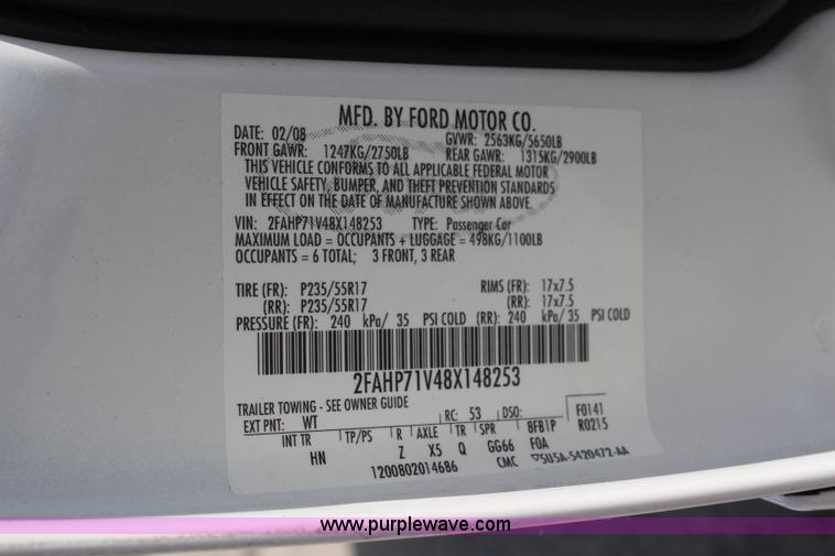 image for item I5776 2008 Ford Crown Victoria Police Interceptor