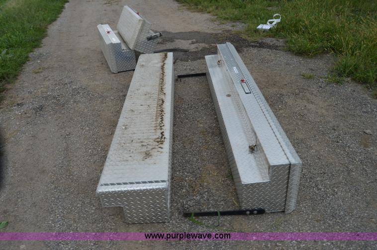 image for item AW9172 (2) WeatherGuard 86" aluminum diamond plate side mount toolboxes