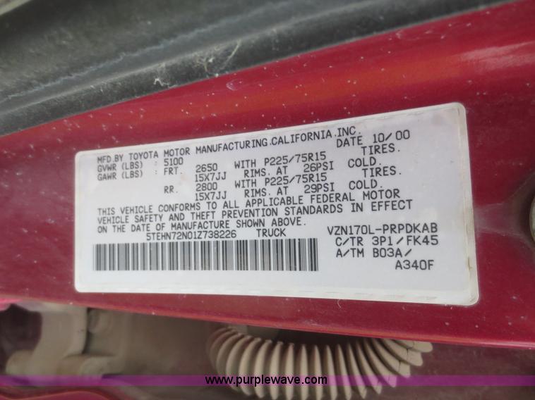 image for item D2154 2001 Toyota Tacoma SR5 Double Cab pickup truck