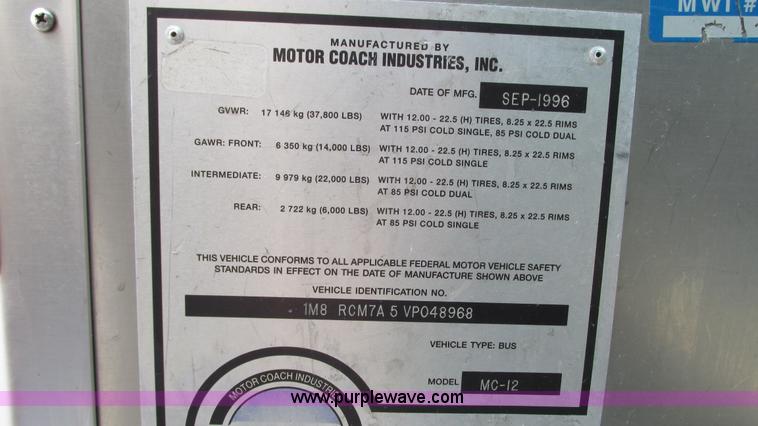 image for item G9102 1996 MCI MC-12 coach bus