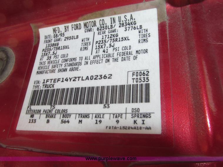 image for item G9919 1996 Ford F150 XLT pickup truck