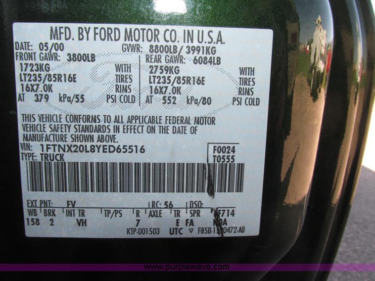 image for item G9951 2000 Ford F250 Super Duty XL SuperCab utility truck