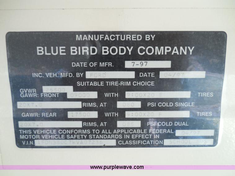 image for item I3317 1998 Ford B800 school bus