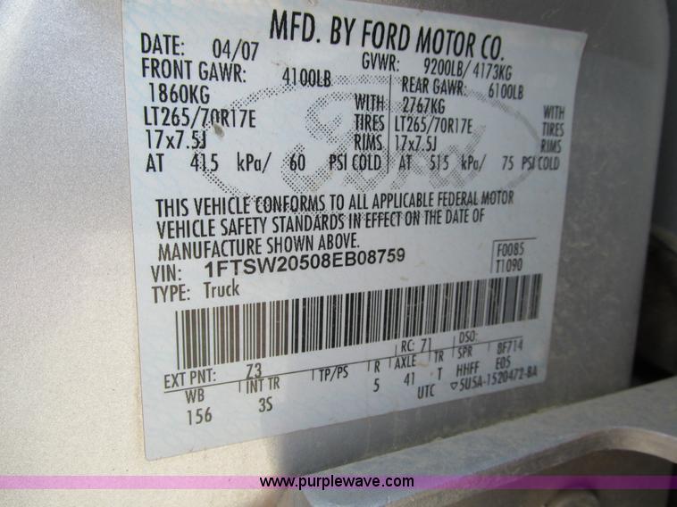 image for item I4125 2008 Ford F250 Super Duty XLT Crew Cab pickup truck