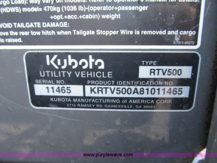 image for item Z9135 2008 Kubota RTV500 utility vehicle