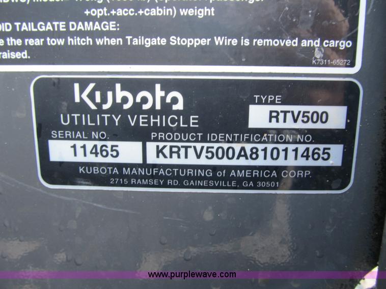 image for item Z9135 2008 Kubota RTV500 utility vehicle
