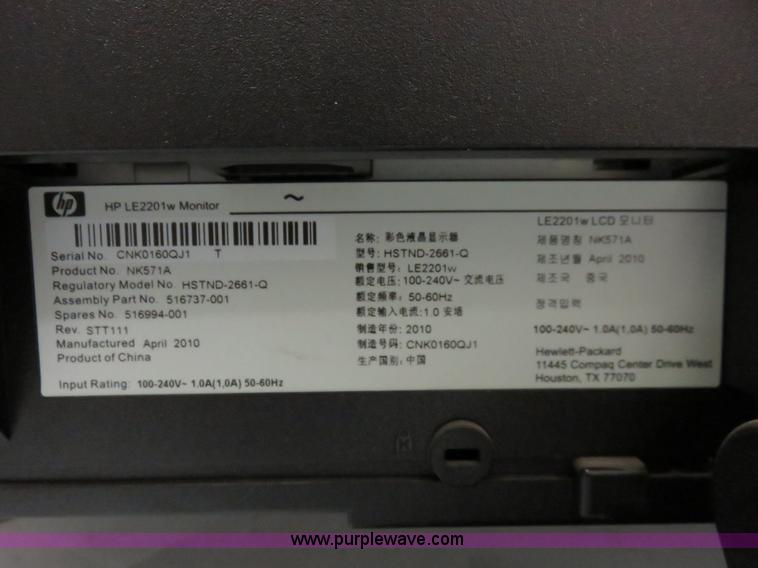 image for item BA9037 (12) HP LE2201W 22" flat screen monitors