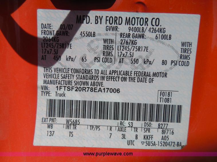 image for item E7955 2008 Ford F250 Super Duty XL pickup truck