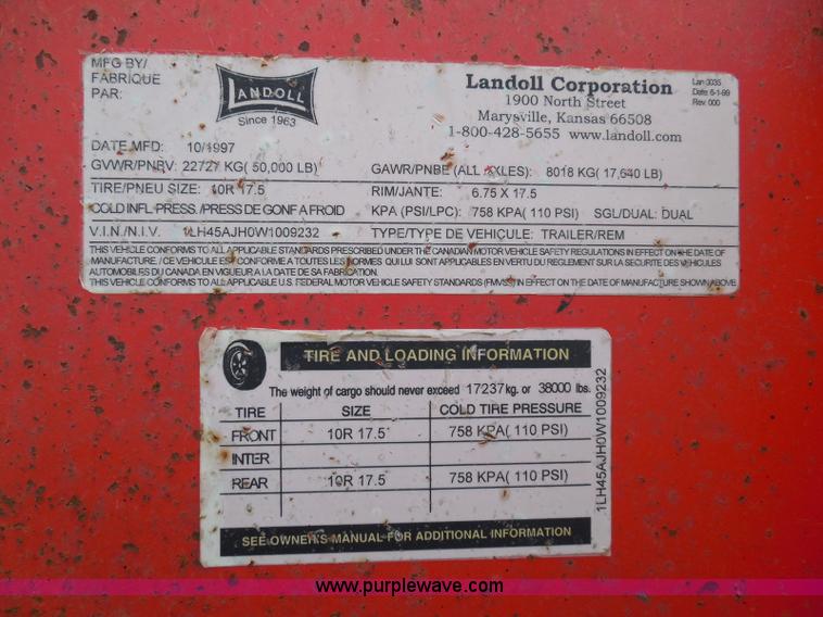 image for item E7958 1998 Landoll 345-31 tilt deck equipment trailer