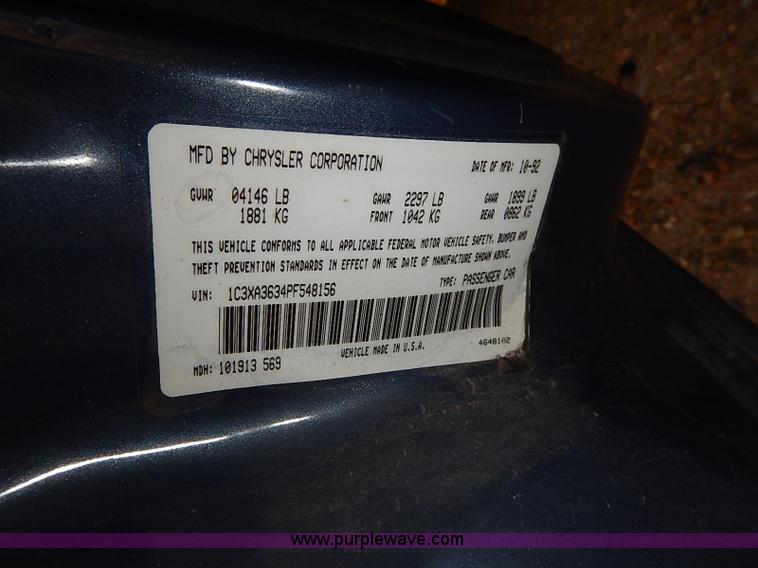 image for item I5412 1993 Chrysler Lebaron LE