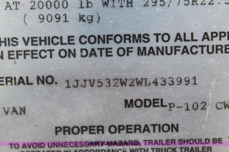 image for item E4296 1998 Wabash P-102CW dry van trailer