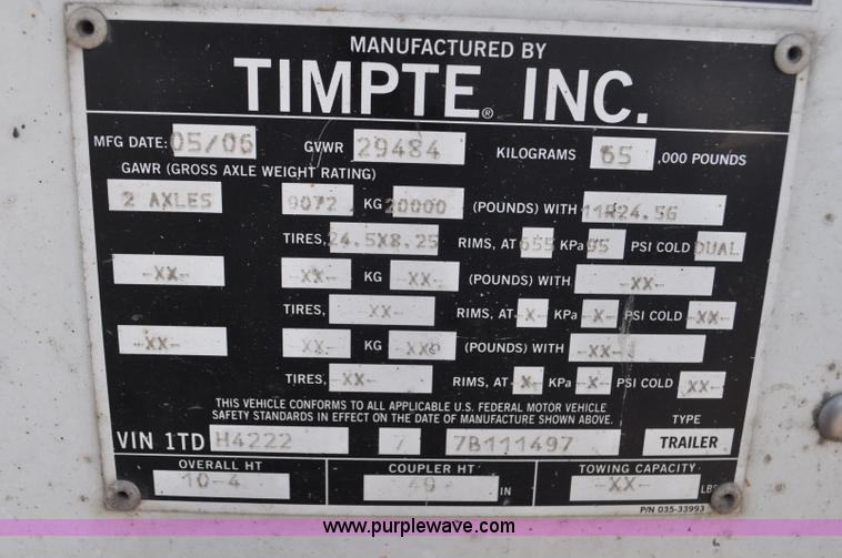 image for item F2060 2007 Timpte double hopper bottom grain trailer