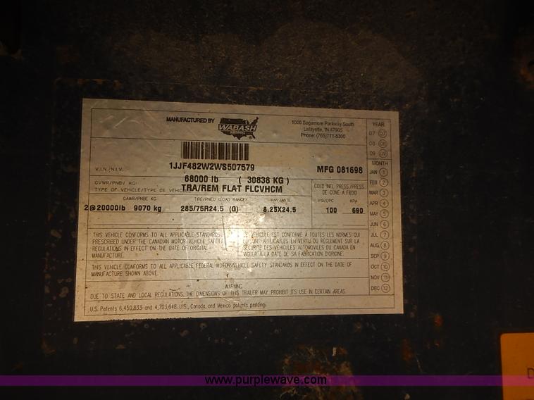 image for item J3055 1998 Wabash flatbed trailer