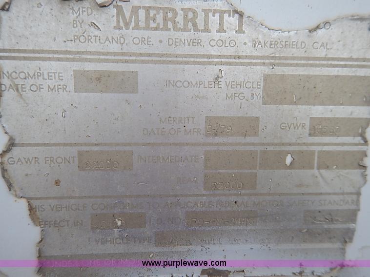 image for item I5406 1979 Merritt single hopper grain trailer