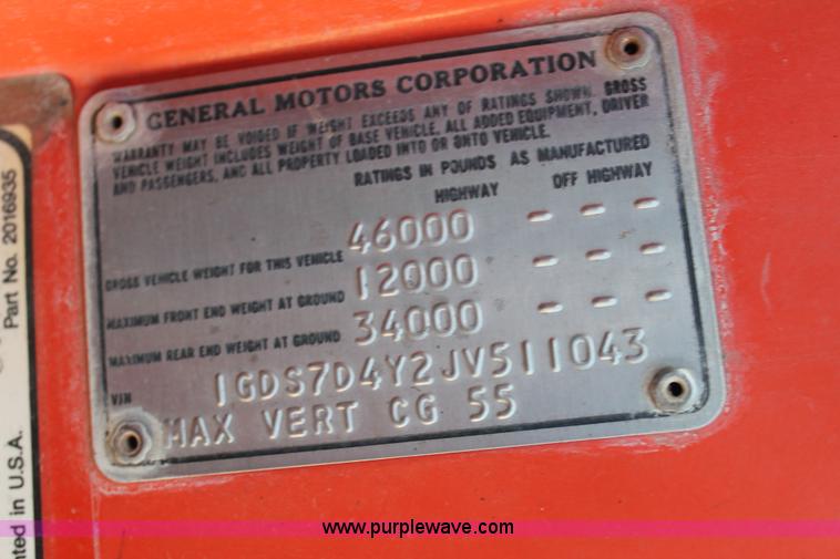 image for item AJ9259 1988 GMC TopKick 7000 dump truck