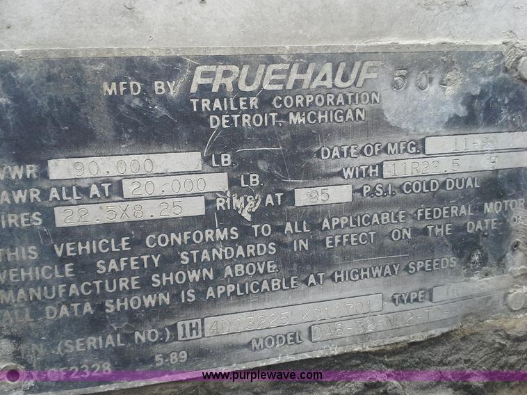 image for item AW9881 1990 Fruehauf aluminum end dump trailer