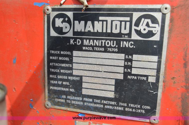 image for item F8352 1987 Manitoe R1134-4TC telehandler